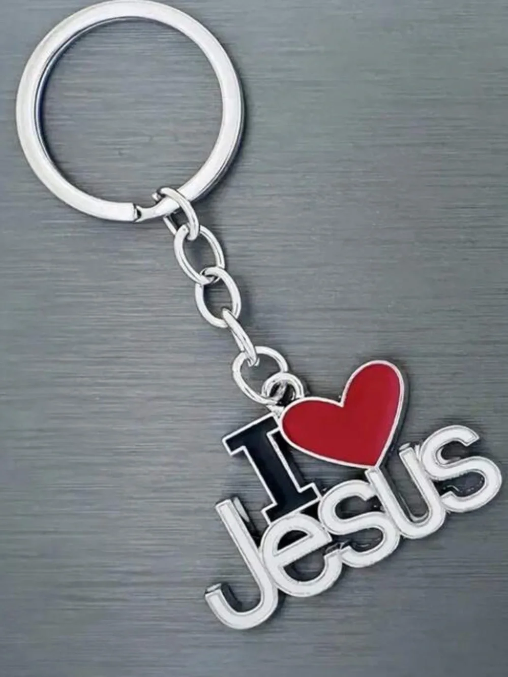 I Love Jesus Red Heart Pendant Keychain - Faith Jewelry
